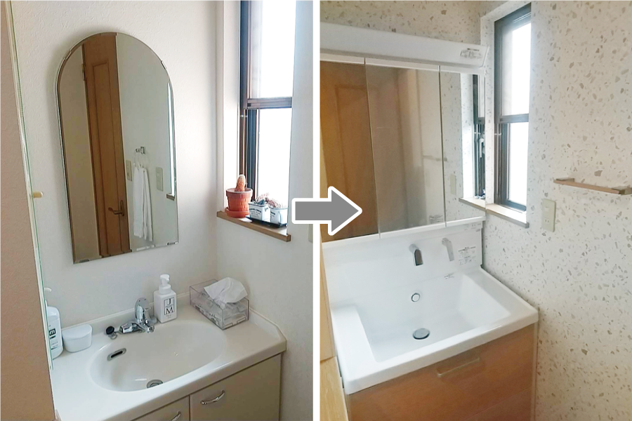 洗面化粧台の交換